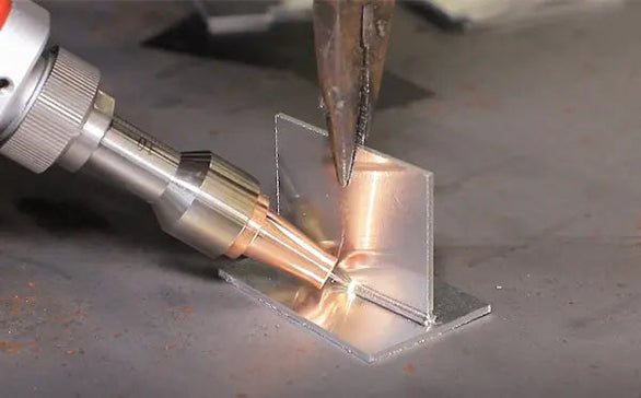 Laser welding demonstration on a 2 small metal pieces